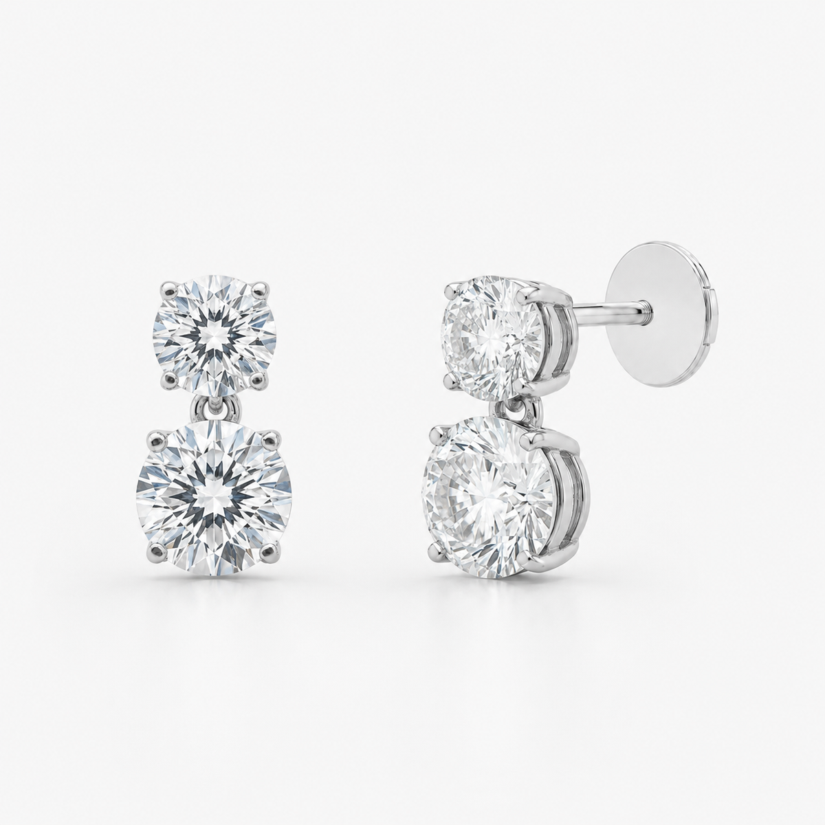 Round Diamond Drop Earrings