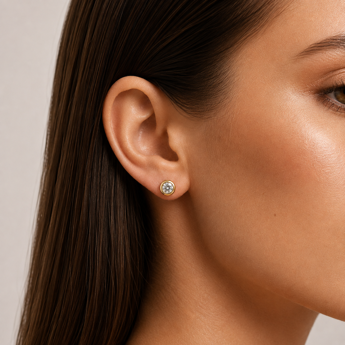 Bezel-Set Round Diamond Stud Earrings